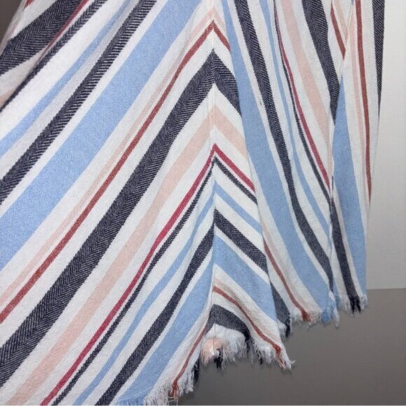 Indigo Rein Women’s Medium Multicolor Striped Mini Dress Linen Blend Boho Fringe - Picture 8 of 10